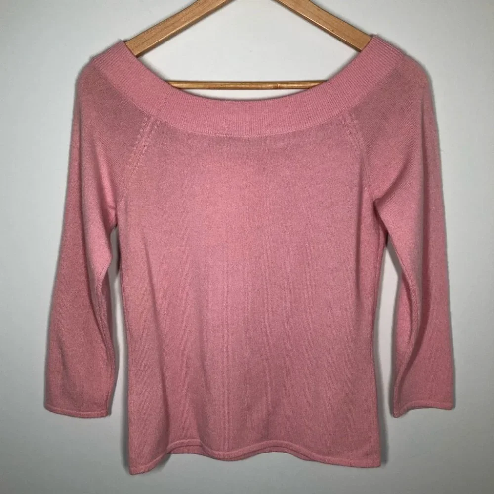 Caslon Pink 100% Cashmere 3/4 Sleeve Sweater Size Small - Picture 5 of 5